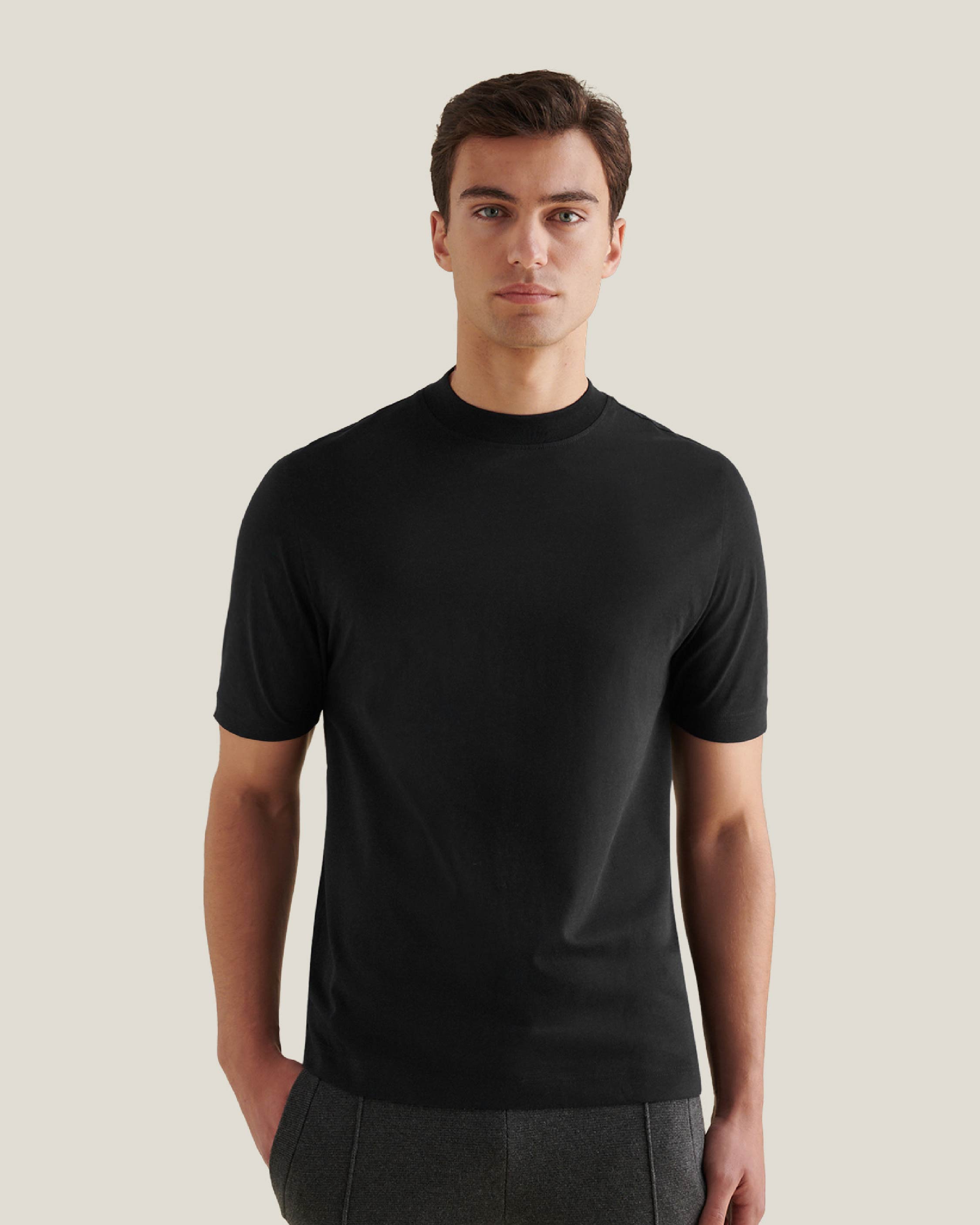 Peckham Rye Mercerised Cotton Black T-Shirt